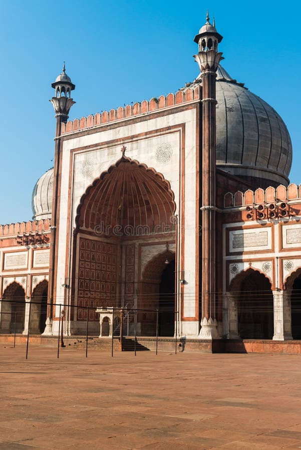 Hänrycka moskén för Jama Masjid, gammala Dehli, Indien royaltyfri bild Hänrycka moskén för Jama Masjid, gammala Dehli, Indien royaltyfri bild