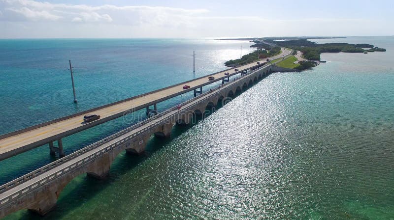 Härlig flyg- sikt av den Florida tangentbron arkivbild Härlig flyg- sikt av den Florida tangentbron arkivbild