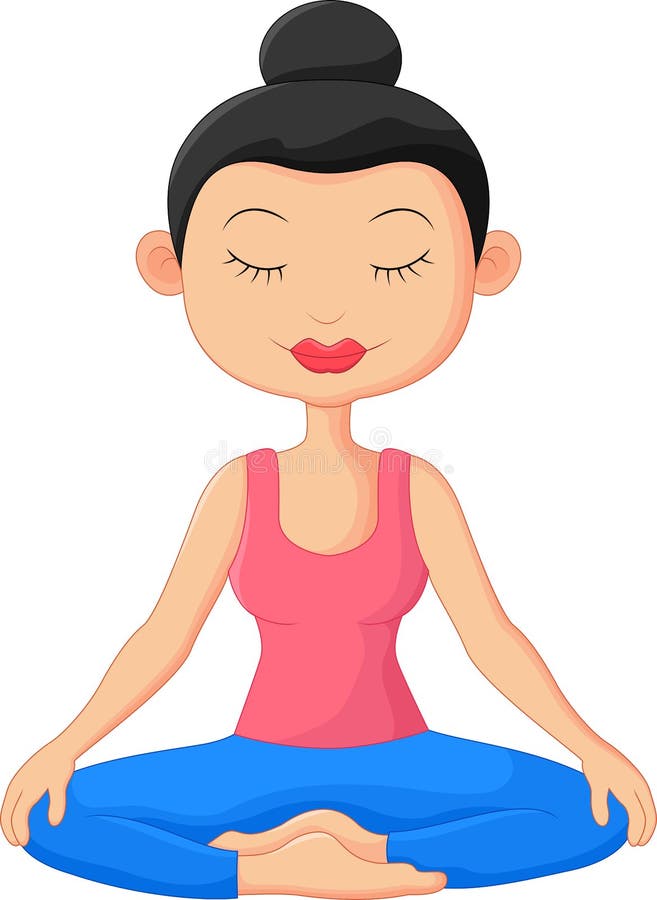 Härlig kvinnatecknad film som gör yogameditation vektor illustrationer Härlig kvinnatecknad film som gör yogameditation vektor illustrationer