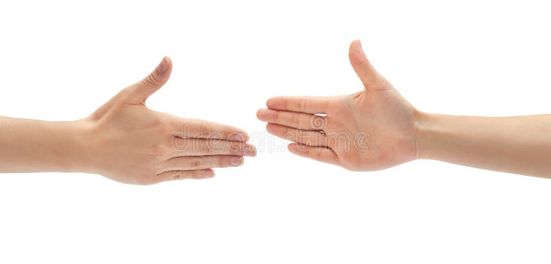 Härlig kvinnlig handhälsninggest bakgrund isolerad white royaltyfria foton Härlig kvinnlig handhälsninggest bakgrund isolerad white royaltyfria foton