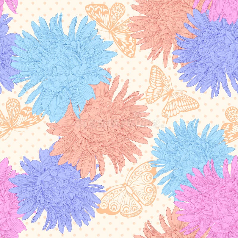 Härlig sömlös bakgrund med bukettblommor stock illustrationer