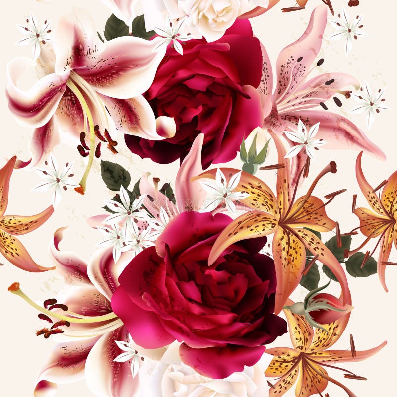 Härlig sömlös blom- modell med rosor i vattenfärgstil vektor illustrationer Härlig sömlös blom- modell med rosor i vattenfärgstil vektor illustrationer