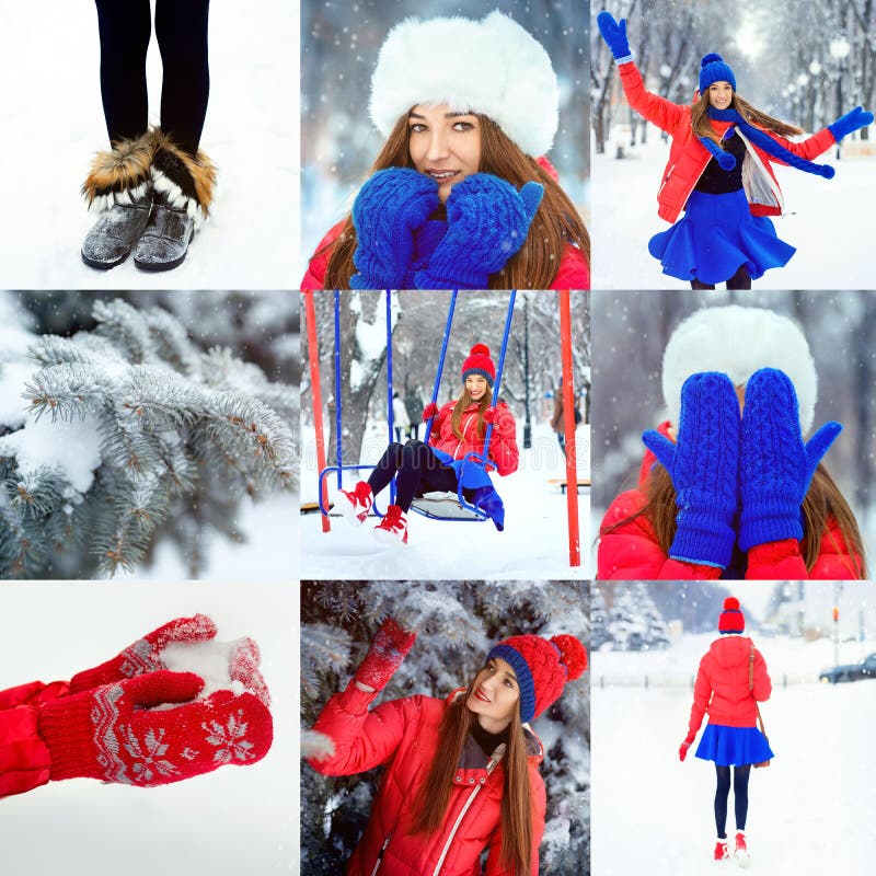Härlig vinterstående av den unga kvinnan i det snöig landskapet för vinter royaltyfri bild Härlig vinterstående av den unga kvinnan i det snöig landskapet för vinter royaltyfri bild