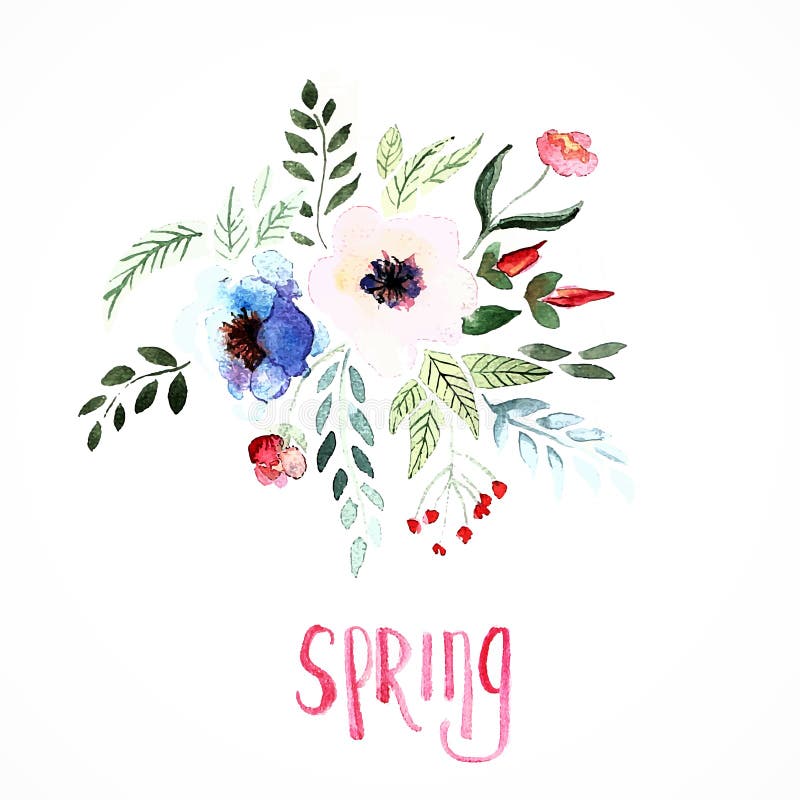 Härliga blommor, vattenfärgmålning royaltyfri illustrationer Härliga blommor, vattenfärgmålning royaltyfri illustrationer