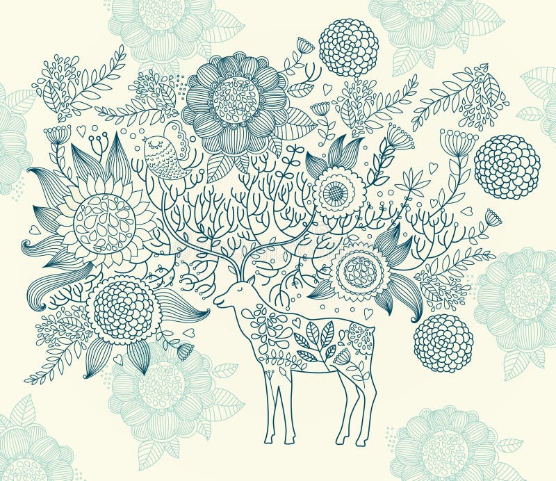 Härliga dekorativa hjortar royaltyfri illustrationer