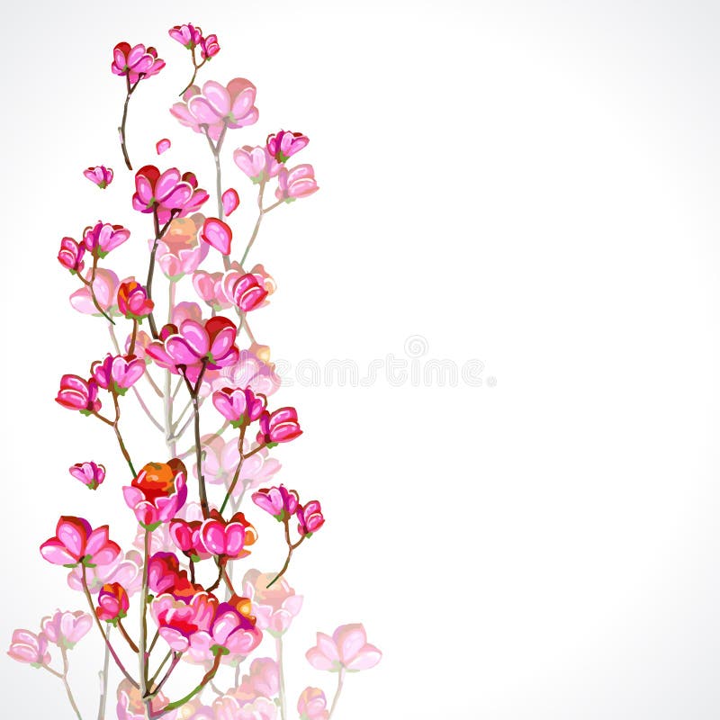 Härliga rosa färgblommor vektor illustrationer