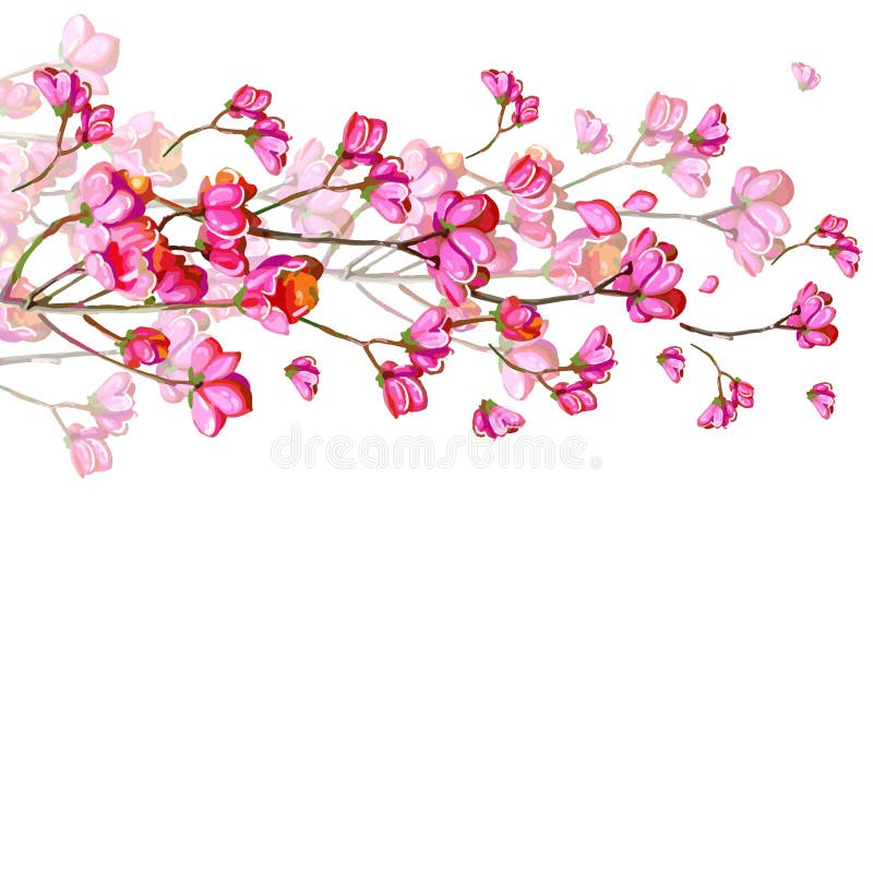 Härliga rosa färgblommor stock illustrationer