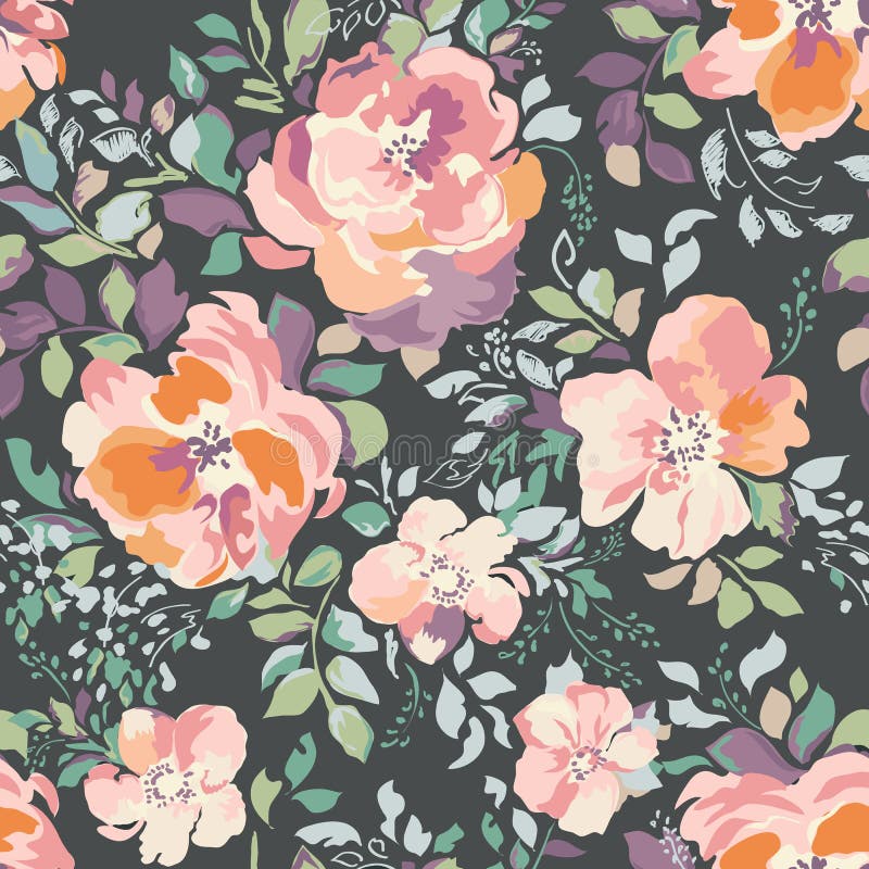 Vintage rose blooms fashion print. Vintage rose blooms fashion print