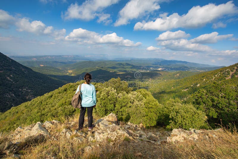 Härligt berg Montseny för en för höstbokträdskog i Spanien, nära Viladrau arkivfoto Härligt berg Montseny för en för höstbokträdskog i Spanien, nära Viladrau arkivfoto
