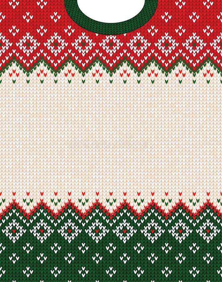 Hässliche Strickjacke Hintergrund-Rahmengrenze der Verzierung froher Weihnachten skandinavische Art gestrickte