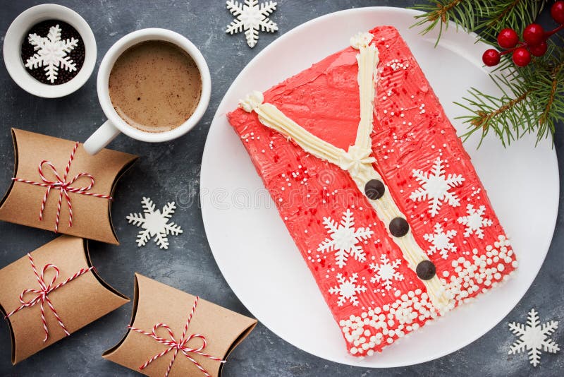 Hässlicher Weihnachtsstrickjacken-Kuchen, Rezept für Winterurlaubpartei, lizenzfreies stockbild Hässlicher Weihnachtsstrickjacken-Kuchen, Rezept für Winterurlaubpartei, lizenzfreies stockbild