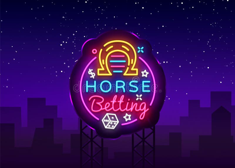Häst som slå vad logo i neonstil Häst som slå vad vektorn för neontecken, designbeståndsdel Slå vad sportar, hästkapplöpningsymbo vektor illustrationer Häst som slå vad logo i neonstil Häst som slå vad vektorn för neontecken, designbeståndsdel Slå vad sportar, hästkapplöpningsymbo vektor illustrationer