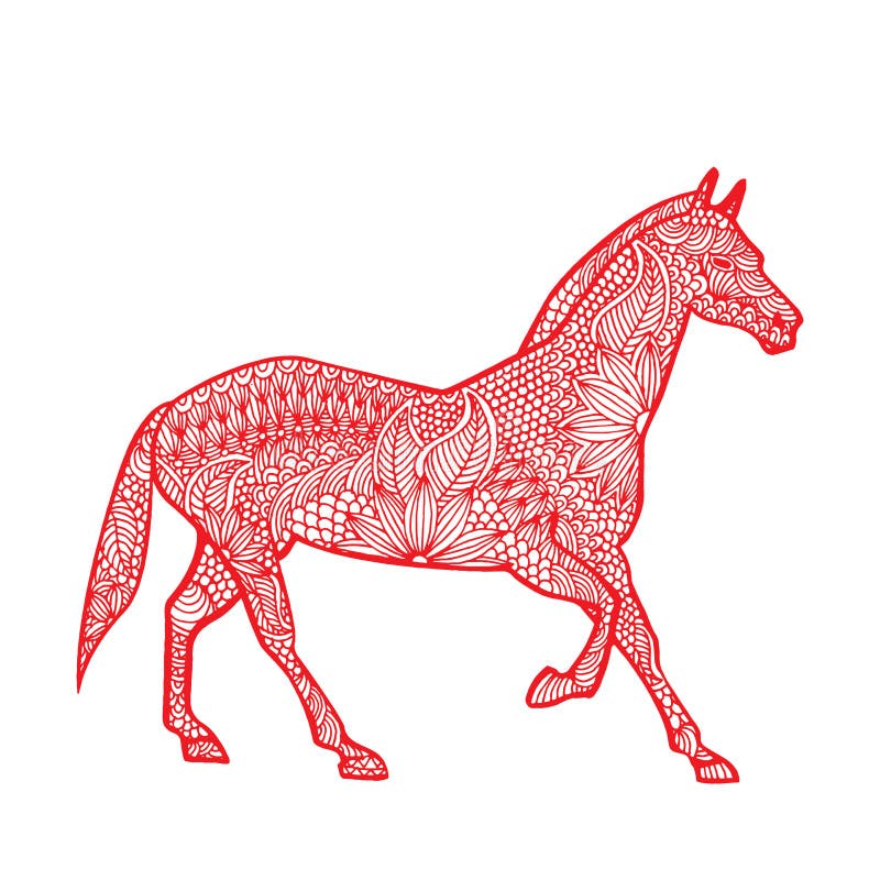 Hästkineszodiak vektor illustrationer Hästkineszodiak vektor illustrationer