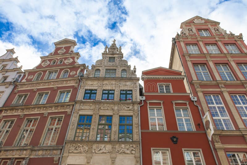 Gdansk Historischer Hauseingang Und terrasse Stockbild Bild von