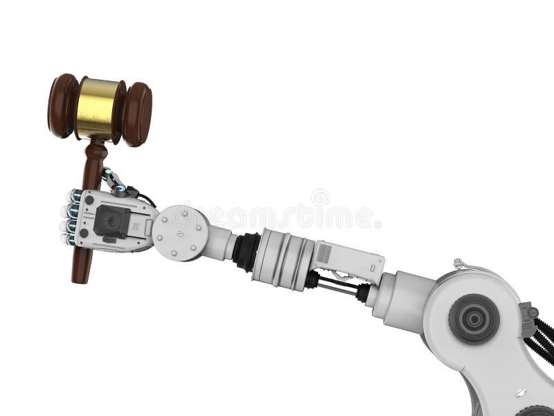 Hållande auktionsklubbadomare för Robotic hand royaltyfri foto