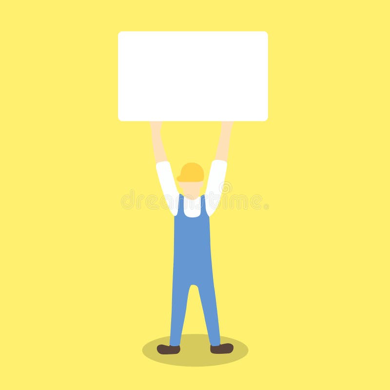 Hållande övre tomt bräde för arbetare som protest eller varning stock illustrationer Hållande övre tomt bräde för arbetare som protest eller varning stock illustrationer
