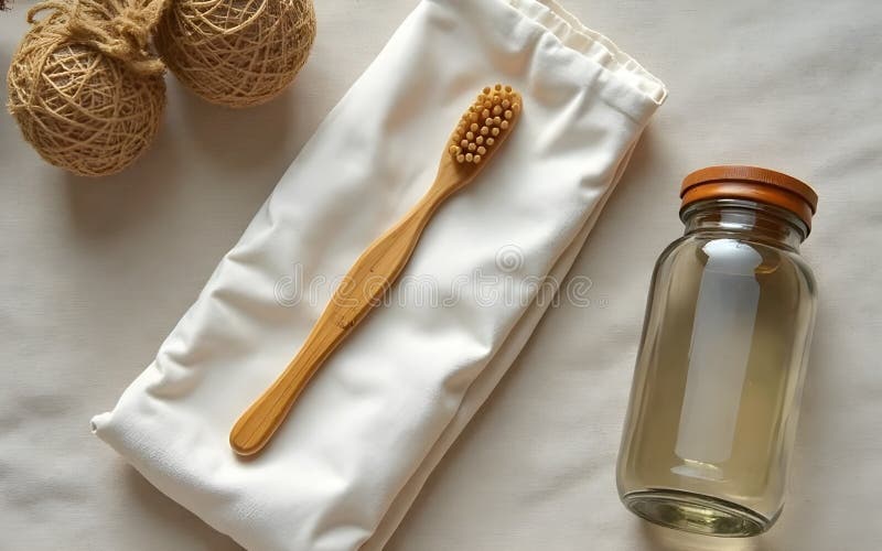 Hållbara val : Bamboo Toothbrush och ZeroWaste Essentials royaltyfri fotografi