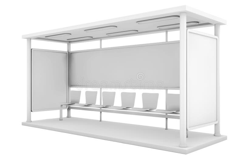 Hållplatsstation med den tomma affischtavlan framförande 3d royaltyfri illustrationer Hållplatsstation med den tomma affischtavlan framförande 3d royaltyfri illustrationer