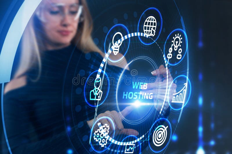 Hébergement web. l'activité de fourniture d'espace de stockage et d'accès aux sites web. entreprise technologie moderne internet e image libre de droits