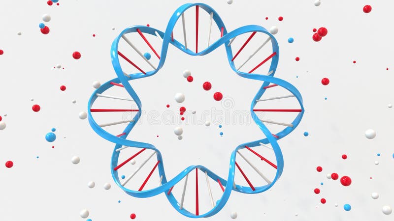 Hélice dupla de DNA circular, renderização 3D ilustração stock