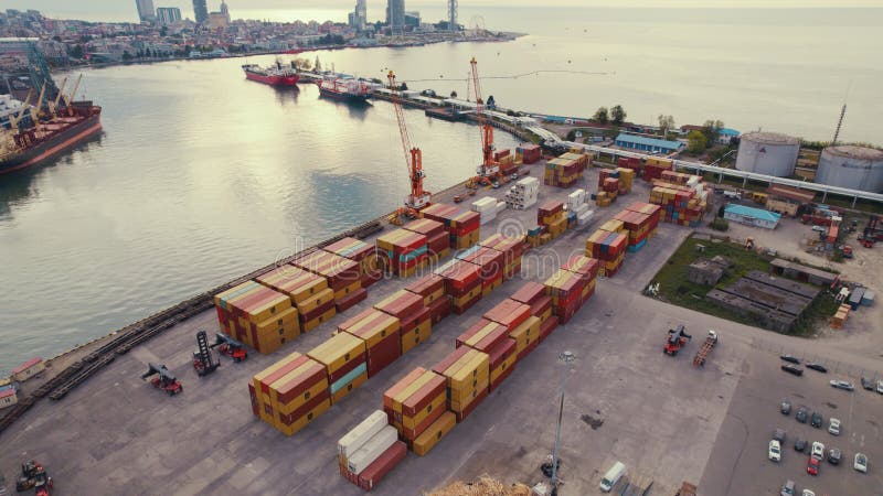 high angle view of Batumi port and stock boxes, Georgia. aerial shot. High quality photo. high angle view of Batumi port and stock boxes, Georgia. aerial shot. High quality photo