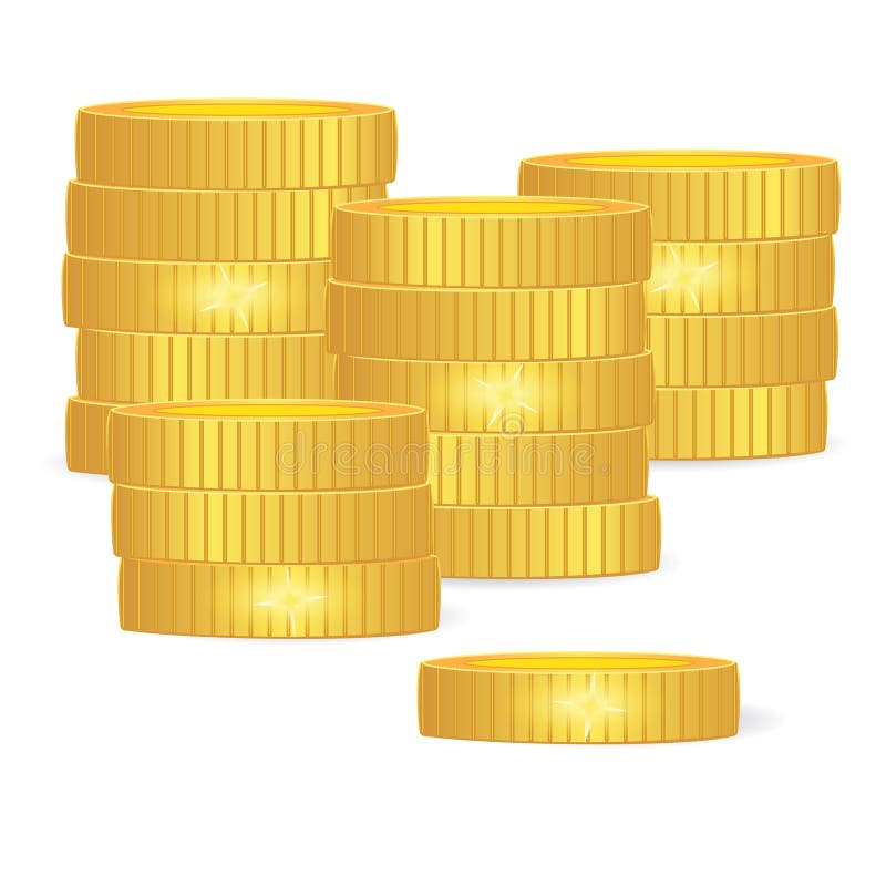 Högar av skinande guld- mynt royaltyfri illustrationer Högar av skinande guld- mynt royaltyfri illustrationer