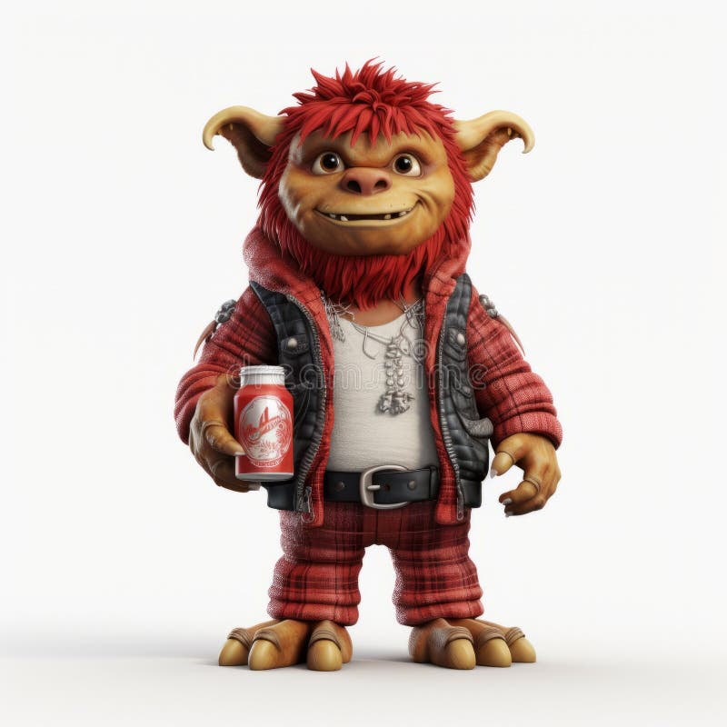 Högkvalitativ 3d-monstermodefotografering med irish red ale stock illustrationer