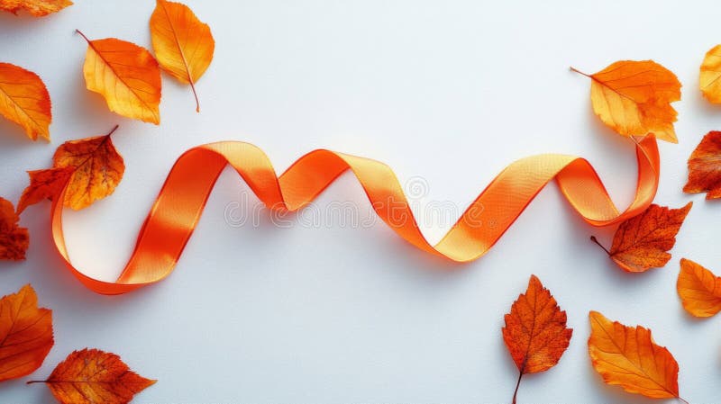 Högre höstblad och orangefärgade band på texturerad vit yta royaltyfri illustrationer