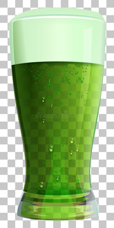 Högt exponeringsglas av grönt irländskt öl på genomskinlig bakgrund vektor illustrationer