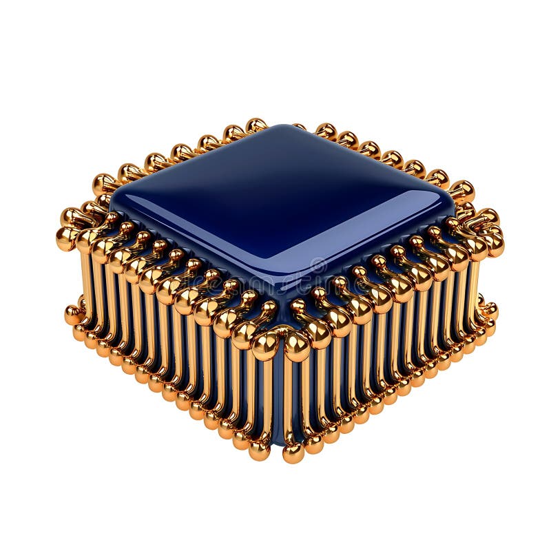 Högteknologisk 3d-rendering av en mikroprocessor stock illustrationer