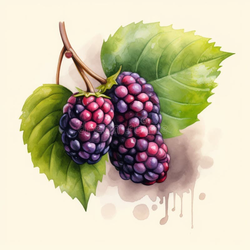 Högupplöst vattenfärgklipp i mulberry med effekt DDR vektor illustrationer