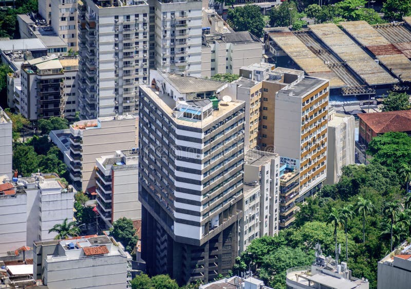 Högväxta bostads- byggnader i Botafogo, Humaita, sikt från Mirante Dona Marta, Rio de Janeiro, Brasilien arkivfoto Högväxta bostads- byggnader i Botafogo, Humaita, sikt från Mirante Dona Marta, Rio de Janeiro, Brasilien arkivfoto