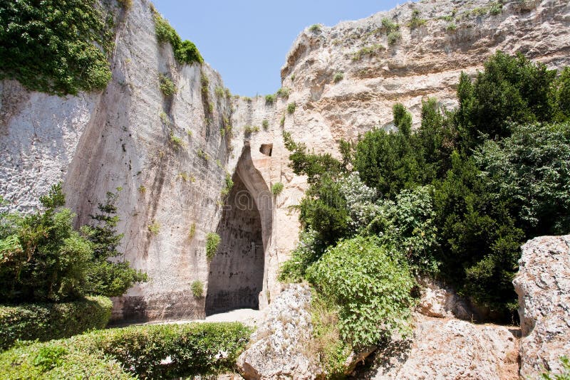 Höhle-Ohr von Dionysius in Syrakus, Italien lizenzfreie stockfotos Höhle-Ohr von Dionysius in Syrakus, Italien lizenzfreie stockfotos