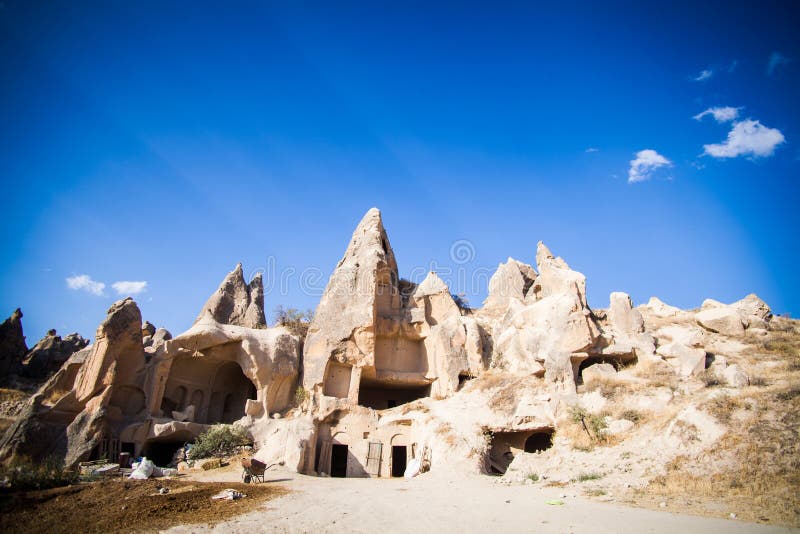 Höhlen in Cappadocia, die Türkei stockbilder