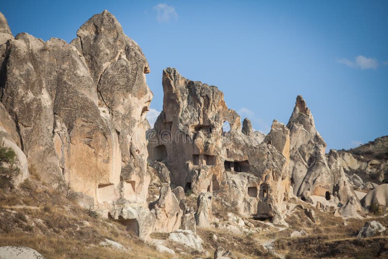 Höhlen in Cappadocia, die Türkei lizenzfreie stockfotografie