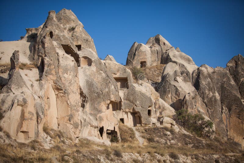 Höhlen in Cappadocia, die Türkei stockfotografie