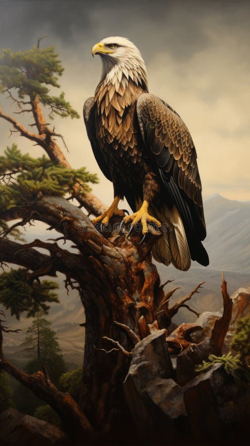 Höllenadler auf Baum : ein realistisches Bild vektor abbildung