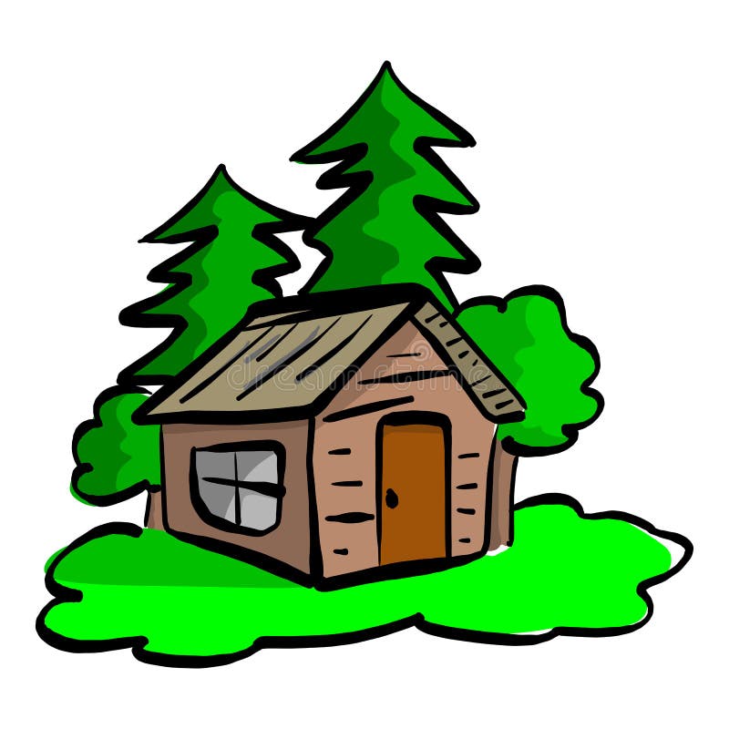 Hölzerne Vektorillustrations-Skizzenhand der Kabine im Wald gezeichnet vektor abbildung Hölzerne Vektorillustrations-Skizzenhand der Kabine im Wald gezeichnet vektor abbildung