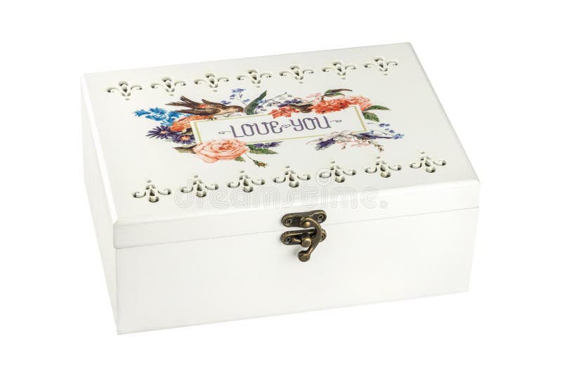 Hölzerner Kasten oder Kasten der Weinlese für Schmuck mit dem Blumenmuster, groß, lokalisiert auf weißem Hintergrund Beschneidung lizenzfreie stockfotos Hölzerner Kasten oder Kasten der Weinlese für Schmuck mit dem Blumenmuster, groß, lokalisiert auf weißem Hintergrund Beschneidung lizenzfreie stockfotos