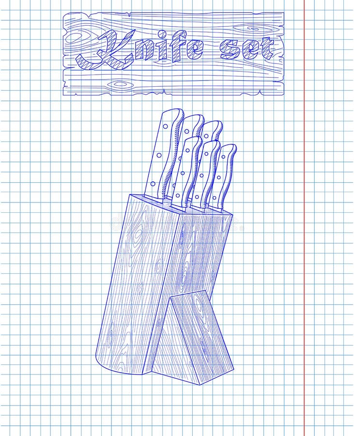 Hölzerner Stand mit Küche kniveswooden Stand mit Küchenmessern stock abbildung Hölzerner Stand mit Küche kniveswooden Stand mit Küchenmessern stock abbildung