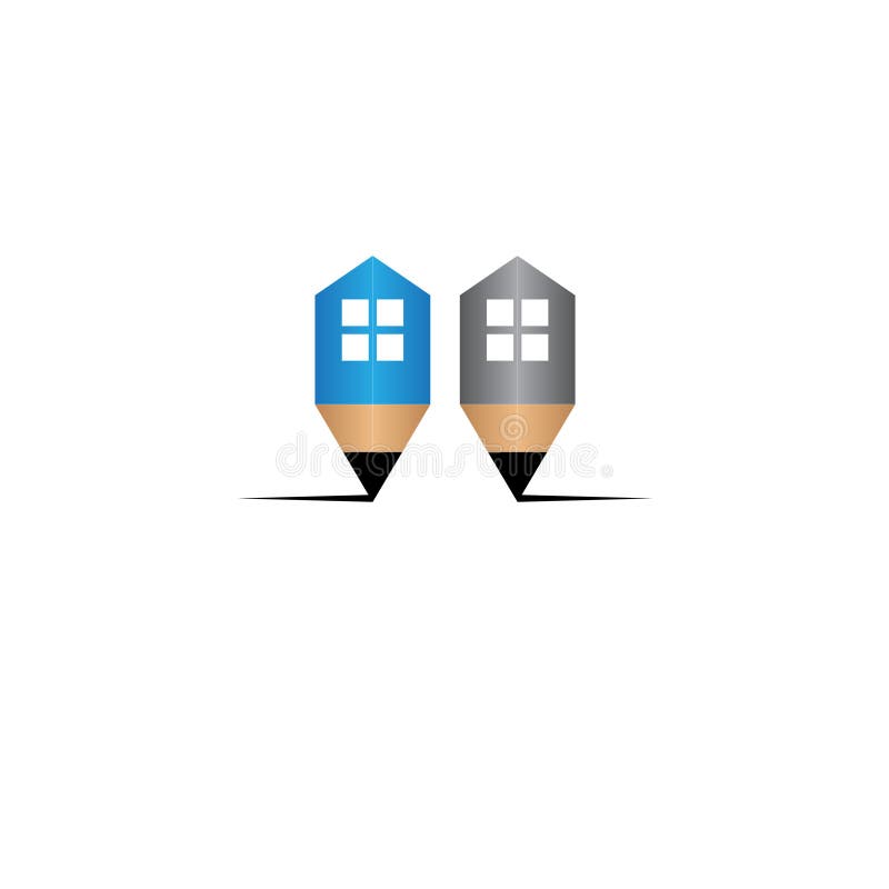 Hölzernes Bleistifthaus Logo/Illustration Real Estate vektor abbildung Hölzernes Bleistifthaus Logo/Illustration Real Estate vektor abbildung
