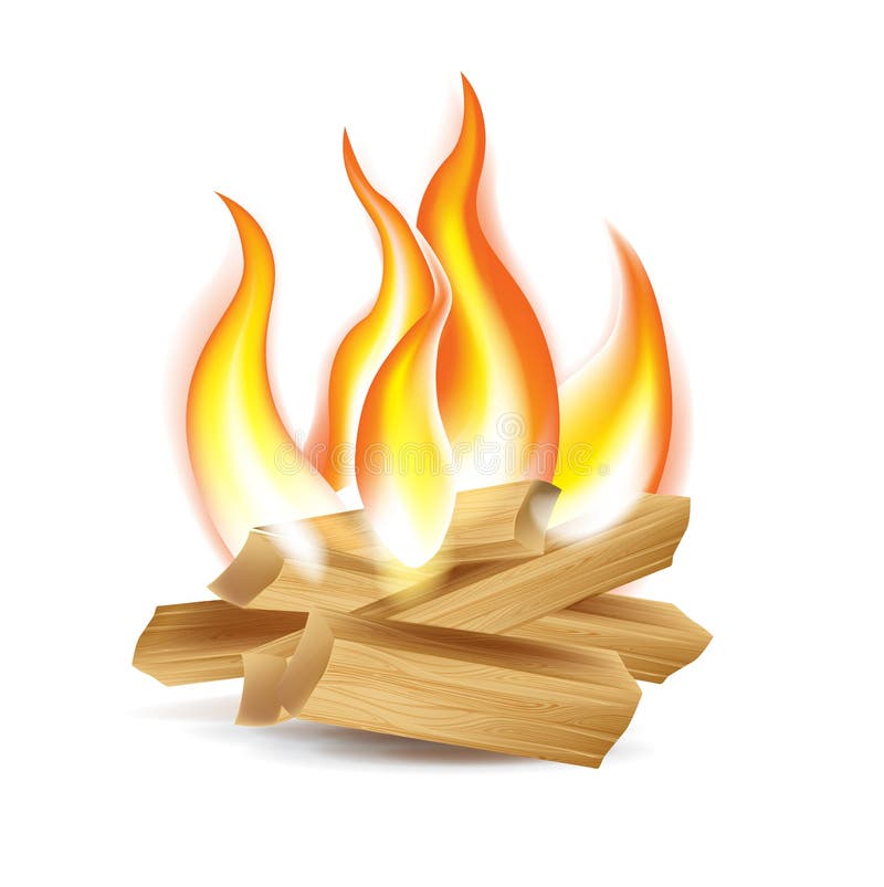 Hölzernes Lagerfeuer lokalisiert auf Weiß vektor abbildung Hölzernes Lagerfeuer lokalisiert auf Weiß vektor abbildung