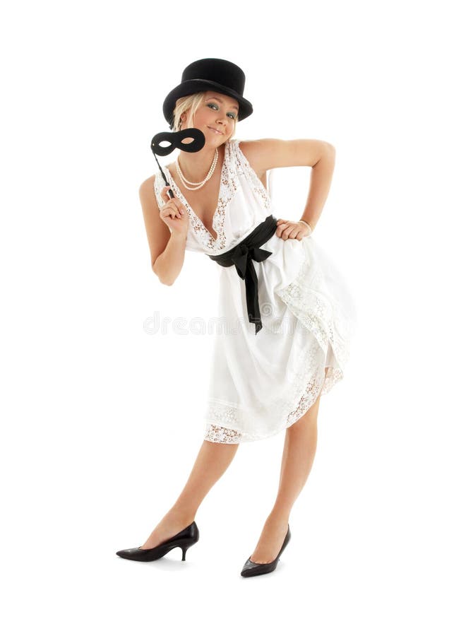 Hübsche Dame mit schwarzer Schablone stockfoto Hübsche Dame mit schwarzer Schablone stockfoto
