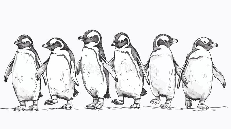 Hübsche handgezeichnete Pinguine stock abbildung