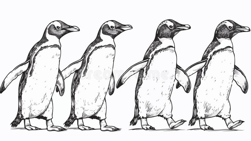 Hübsche handgezeichnete Pinguine stock abbildung