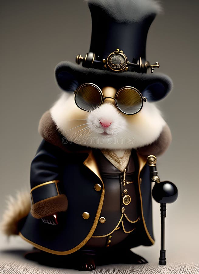 Hübscher Hamster in viktorianischem Sherunk-Kostüm anthropomorphes Tier. ai-generiertes Bild lizenzfreie abbildung