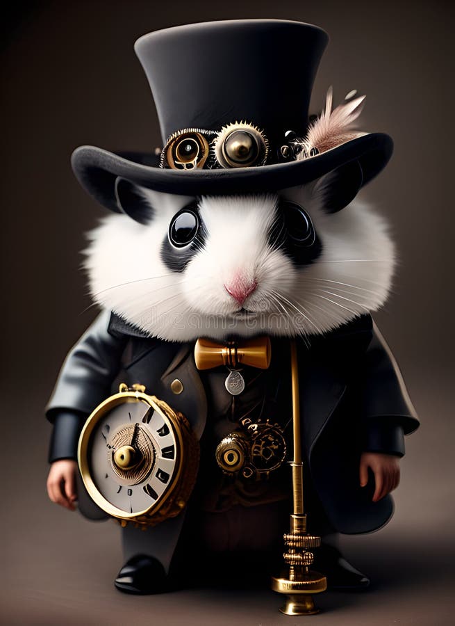 Hübscher Hamster in viktorianischem Sherunk-Kostüm anthropomorphes Tier. ai-generiertes Bild lizenzfreie abbildung