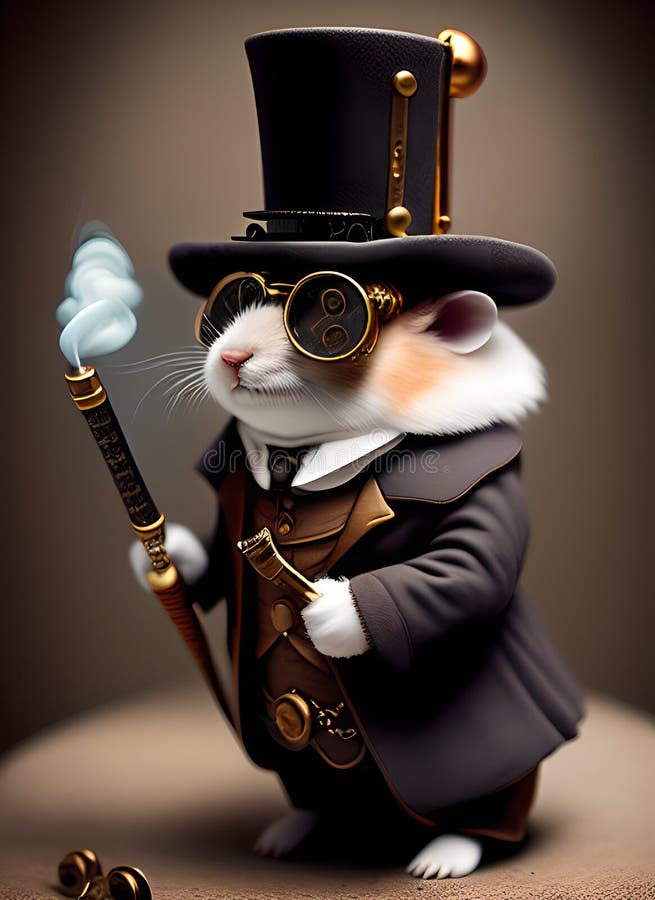 Hübscher Hamster in viktorianischem Sherunk-Kostüm anthropomorphes Tier. ai-generiertes Bild stock abbildung