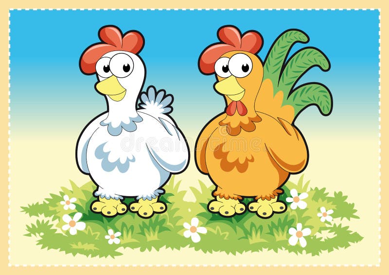Funny Chickens - Vector Image, software: Illustrator. Funny Chickens - Vector Image, software: Illustrator