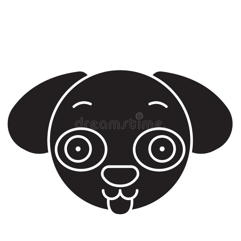 Hündchen emoji Schwarzvektor-Konzeptikone Hündchen emoji flache Illustration, Zeichen stock abbildung Hündchen emoji Schwarzvektor-Konzeptikone Hündchen emoji flache Illustration, Zeichen stock abbildung